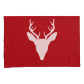 White Deer Head Silhouette op rood Kussensloop (Voorkant-Rechts)
