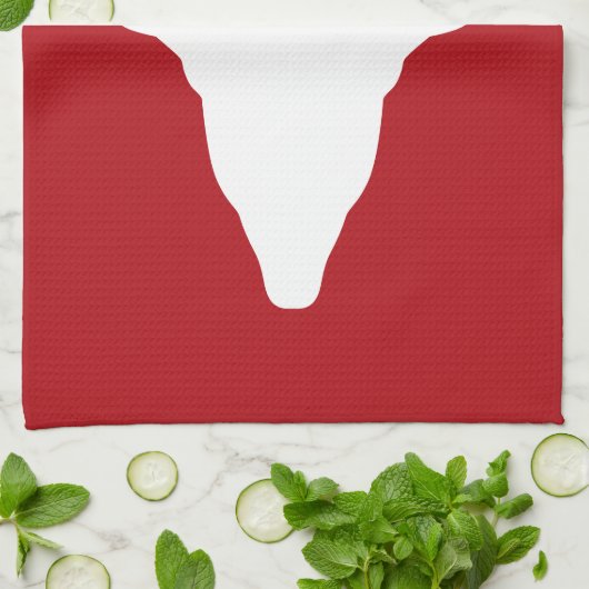 White Deer Head Silhouette op rood Theedoek (Gevouwen)