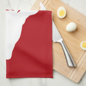 White Deer Head Silhouette op rood Theedoek (Quarter Fold)