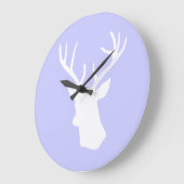 White Deer Head Silhouette - Paars Grote Klok (Hoek)