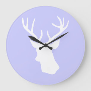 White Deer Head Silhouette - Paars Grote Klok