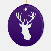 White Deer Head Silhouette - Paars Keramisch Ornament (Links)