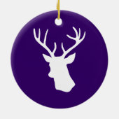 White Deer Head Silhouette - Paars Keramisch Ornament (Achterkant)