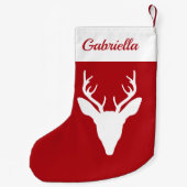 White Deer Head Silhouette (rood) met aangepaste n Kleine Kerstsok (Achterkant)