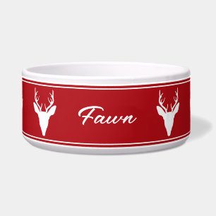 White Deer Head Silhouette (rood) met aangepaste n Voerbakje