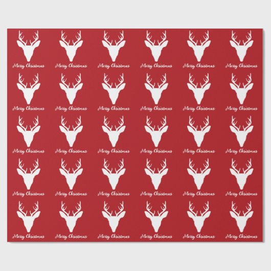 White Deer Head Silhouette (rood) met aangepaste t Cadeaupapier (Vlak)
