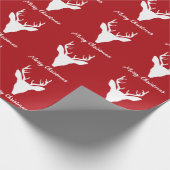 White Deer Head Silhouette (rood) met aangepaste t Cadeaupapier (Hoek)