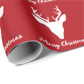 White Deer Head Silhouette (rood) met aangepaste t Cadeaupapier (Rol Hoek)