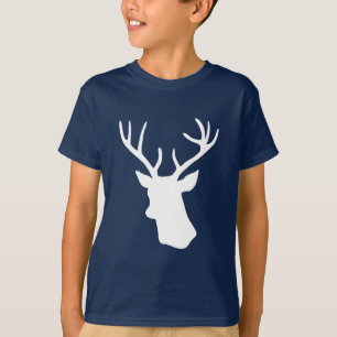 White Deer Head Silhouette - Turquoise T-shirt