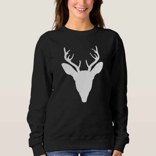 White Deer Head Silhouette Wild Animal Trui (Voorkant)