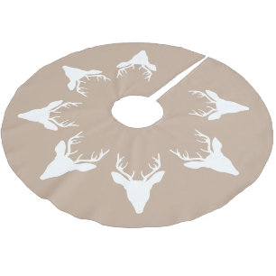 White Deer Head Silhouettes op beige Kerstboom Rok