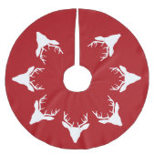 White Deer Head Silhouettes op rood Kerstboom Rok (Voorkant)