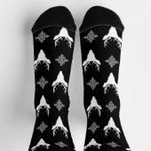 White Deer Head & Snowflakes op zwart Patroon Sokken (Top)