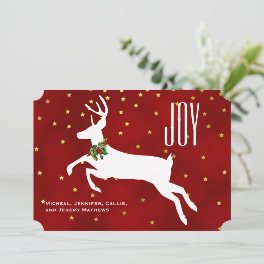 White Deer Joy kerstKaart (Staand voorkant)