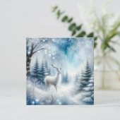 White Deer Magical Enchanted Christmas Forest Feestdagenkaart (Staand voorkant)