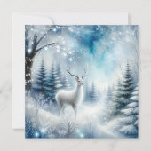 White Deer Magical Enchanted Christmas Forest Feestdagenkaart (Voorkant)