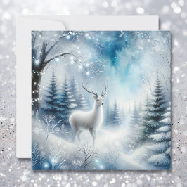 White Deer Magical Enchanted Christmas Forest Feestdagenkaart