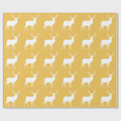 White Deer on Gold Wrapping Paper Cadeaupapier (Vlak)