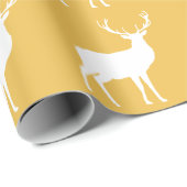 White Deer on Gold Wrapping Paper Cadeaupapier (Rol Hoek)