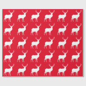 White Deer on Red Wrapping Paper Cadeaupapier (Vlak)