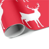White Deer on Red Wrapping Paper Cadeaupapier (Rol Hoek)