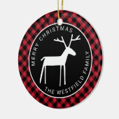 White Deer Red Buffalo Pset Merry kerst Name Keramisch Ornament (Links)