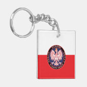 White Deer Round Poolse Texan Sleutelhanger (Voorkant Links)