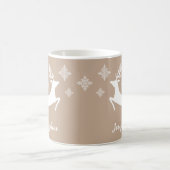 White Deer Shapes on beige with Snowflakes & Name Koffiemok (Center)