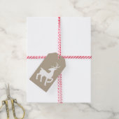 White Deer Silhouette op beige kleuren Cadeaulabel (Met Touw)