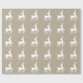 White deer Silhouette Pattern on beige Cadeaupapier (Vlak)