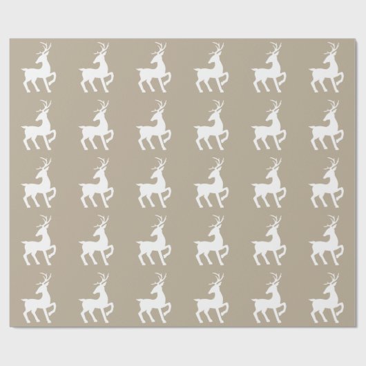White deer Silhouette Pattern on beige Cadeaupapier (Vlak)