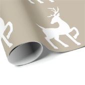 White deer Silhouette Pattern on beige Cadeaupapier (Rol Hoek)