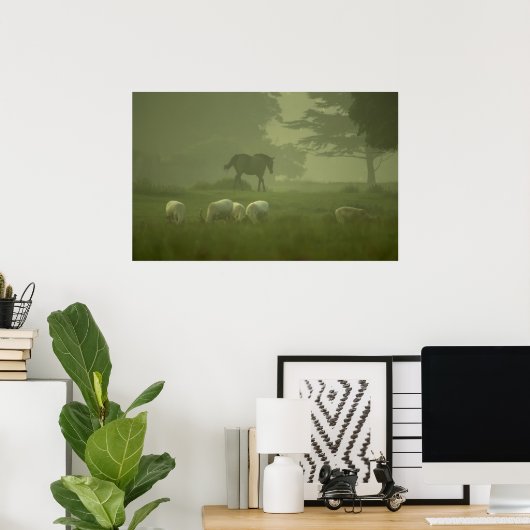 White Deer van Mallow Poster (Thuiskantoor)