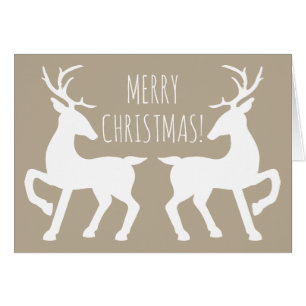White Deers on beige  Kerstmis