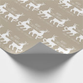 White Deers on beige & Personated Text Kerstmis Cadeaupapier (Hoek)