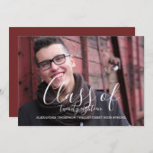 White Delicate Class of 2018 Photo Afstuderen Aankondiging (Voorkant / Achterkant)