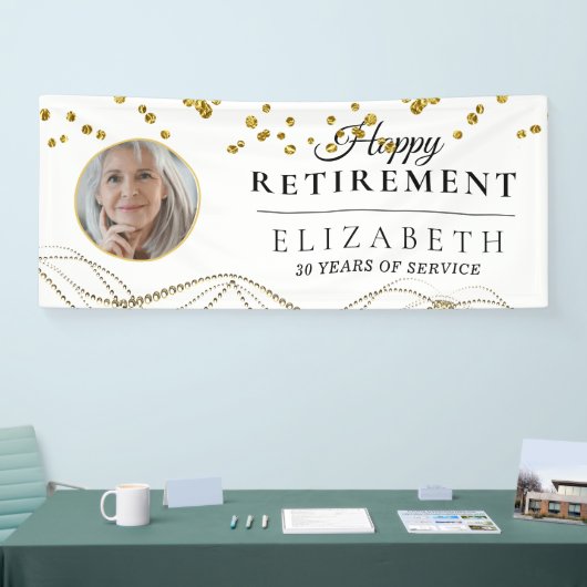 White Delicate Custom Photo Retirement Party Spandoek (Beurs)