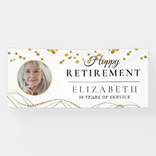 White Delicate Custom Photo Retirement Party Spandoek