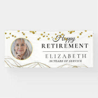 White Delicate Custom Photo Retirement Party Spandoek
