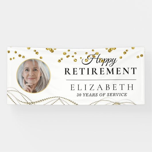 White Delicate Custom Photo Retirement Party Spandoek (Horizontaal)