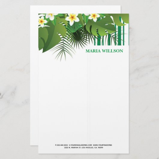 White Delicate Flowers Briefpapier (Voorkant / Achterkant)