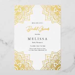 White Delicate Gold Mandala Vrijgezellenfeest Folie Uitnodiging