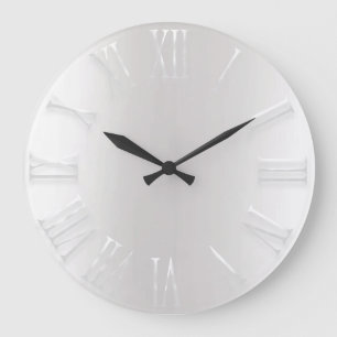 White Delicate Grey Metallic Silver Roman Number Grote Klok