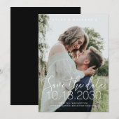 White Delicate Hand Lettering Photo Save the Date (Voorkant / Achterkant)