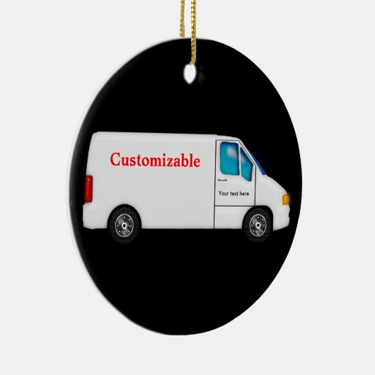 White Delivery Van -  Keramisch Ornament (Rechts)