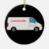 White Delivery Van -  Keramisch Ornament (Voorkant)
