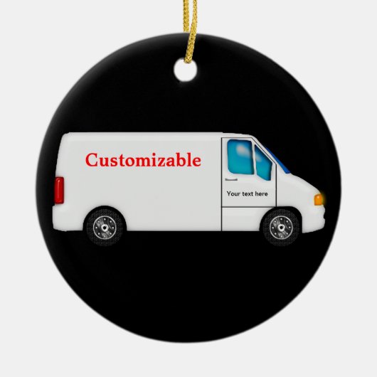 White Delivery Van -  Keramisch Ornament (Voorkant)