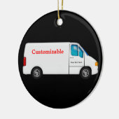 White Delivery Van -  Keramisch Ornament (Links)