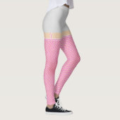 White Denim Shorts met hot-roze visnetten Leggings (Rechts)