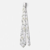 White Desdemona Roos 2 Silver Eucalyptus Wedding Stropdas (Voorkant)